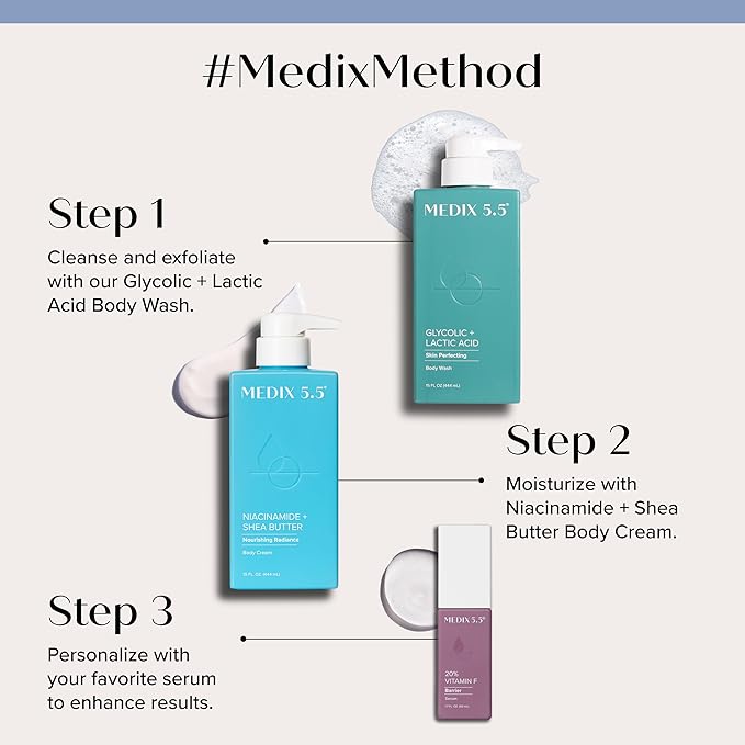 MEDIX Fragrance Free Niacinamide Face Moisturizer + Shea Butter Cream For Face & Body Lotion | Anti Aging Skin Care Firming Cream For Wrinkles, Dark Spots, Large Pores, 15 Fl Oz, 2-Pack