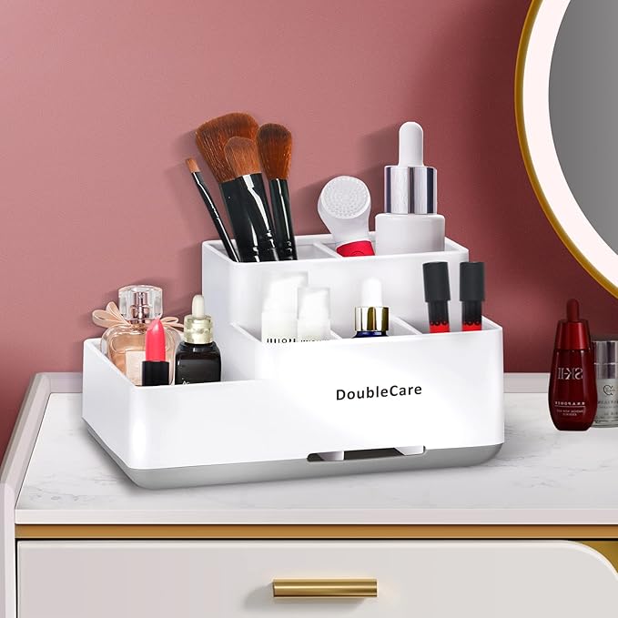 Toothbrush Holder with Anti-Slip, Bathroom Organizer Countertop Detachable for Easy Cleaning, Multifunctional Storage, Bathroom Caddy for Toothpaste, Shaver,Great for Home, Vanity Organizer, Office