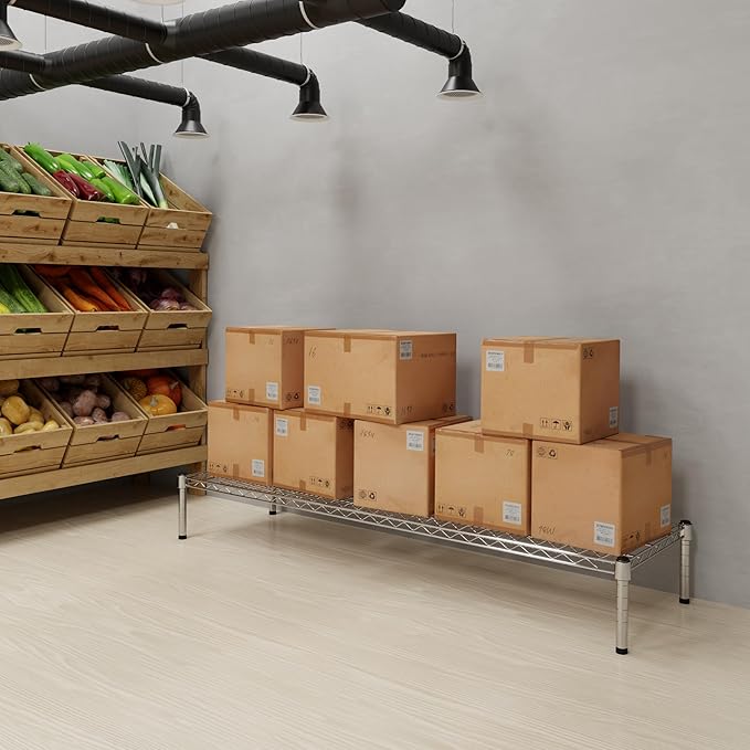 18" Deep x 60" Wide x 8" Height Wire Shelving Kit | 1-Tier | NSF Commercial Storage Rack Unit