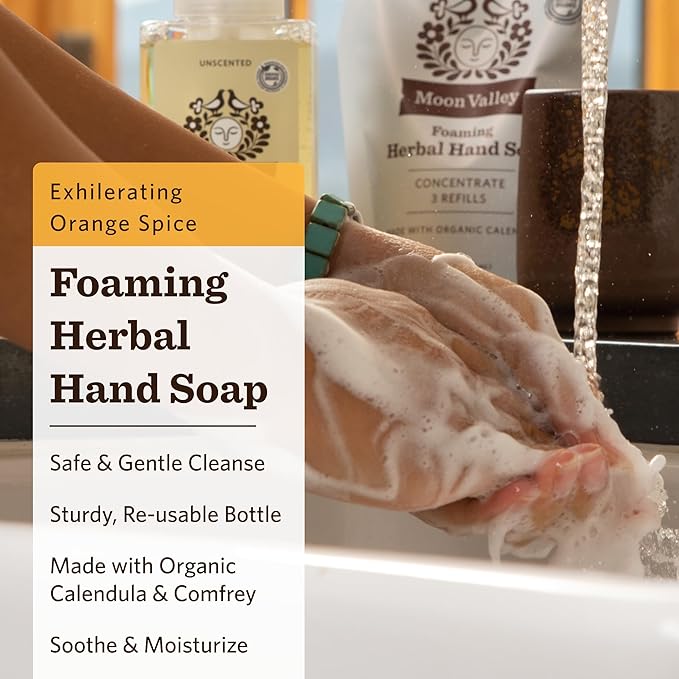 Moon Valley Herbal Foaming Hand Soap, Orange Spice Two Pack, Vegan, Recyclable Bottle