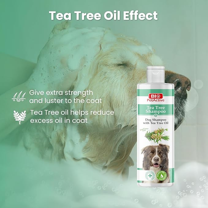 Bio PetActive Tea Tree Oil Dogs Shampoo - Natural Moisturizing & Anti Itch Dog Shampoo, pH Balanced, Paraben Free, Naturally Ingredients, 13.53 Fl oz