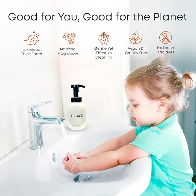 Foaming Hand Soap Starter Set – Reusable Glass Pump Bottle + 4 Scented Soap Tablets | Vegan, Non-Toxic, Zero Waste, Eco-Friendly Hand Wash Kit | Great Gift for Home or Travel