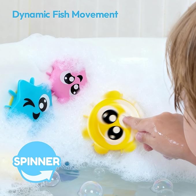 lalalark Bath Toys for Kids, 7-in-1 Shower Bathtub Toy with Crab, Whale, Rotating Fish & Slide Track, Interactive Water Play Set with Pour & Spray Fun for Toddlers, Boys & Girls Gifts for Christmas