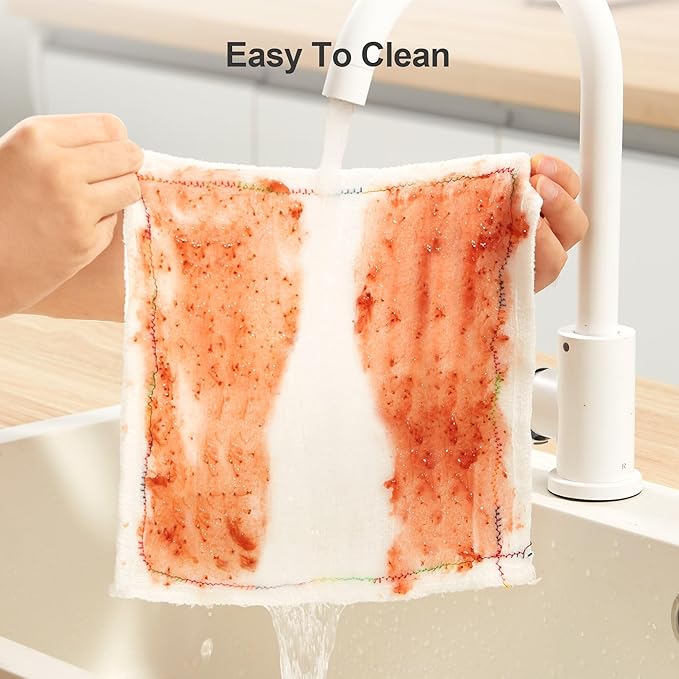 JOYMOOP Cleaning Cloths, Reusable Multi-Purpose Cleaning Rags, Highly Absorbent Kitchen Dish Towels, Quick Drying, Counters & Washing Dishes,11" x11" - 2pcs