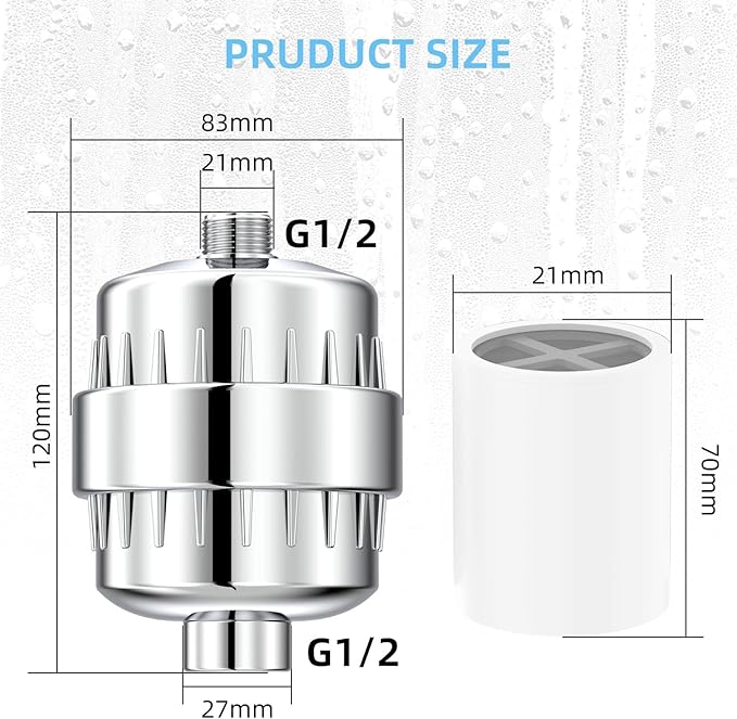 Shower Head Filter for Hard Water - 24 Stage Shower Filter Shower Water Filter with 4 Replaceable Filter Cartridges Protects Your Skin and Hair from Chlorine and Heavy Metals in Water, Chrome
