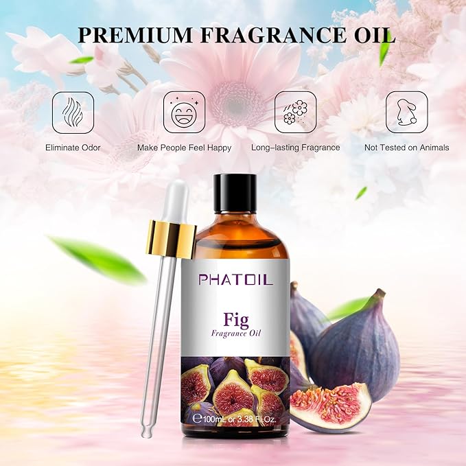 PHATOIL 3.38FL.OZ Fig Fragrance Oils for Aromatherapy, Essential Oils for Diffusers for Home, Perfect for Diffuser, Yoga, Skin Care, DIY Candle and Soap Making - 100ml