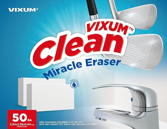 CLEAN Miracle Eraser Pads, 50 Count – Multi-Surface, Chemical-Free Cleaning Pads for Home
