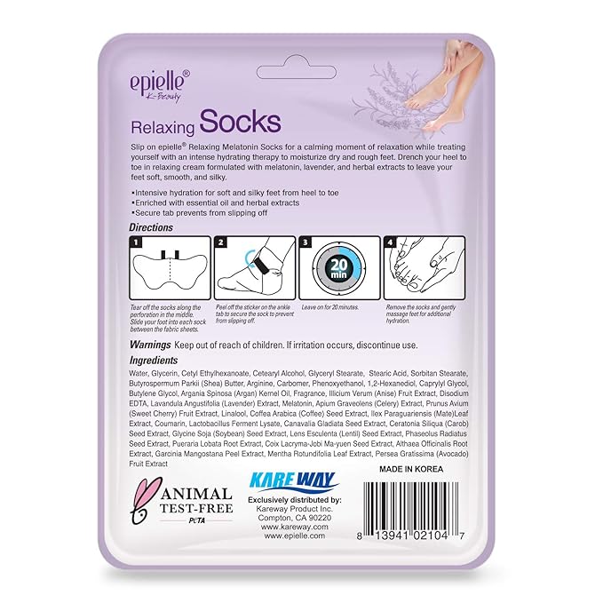 Epielle Relaxing & Nourishing Hand & Foot Masks, Repair and Soften Dry, Overworked Skin, Self Care Gifts for Women, Spa Kit, Stocking Stuffers, 6 Moisturizing Gloves & 6 Moisturizing Socks