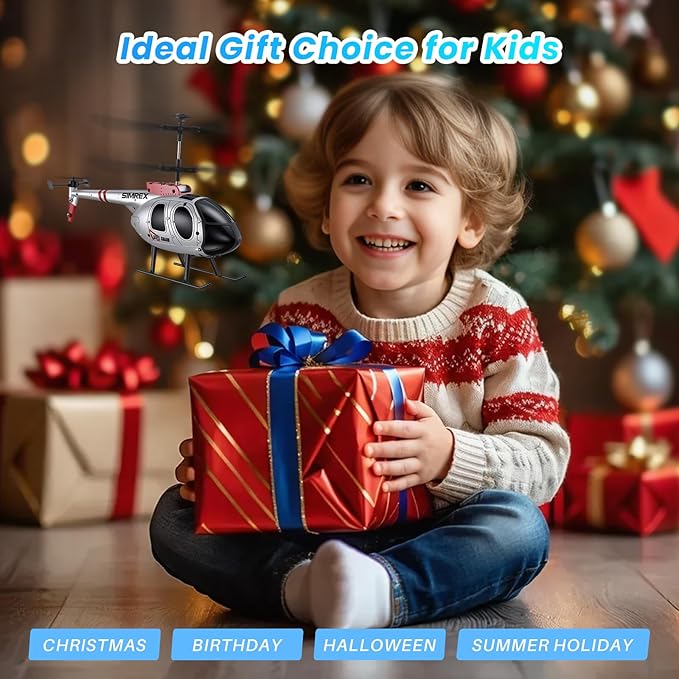 SIMREX RC Helicopter,Remote Control Helicopter Toy for Kids & Beginners, Altitude Hold, 2 Speeds,2 Batteries, Gift for Kids Boys Girls