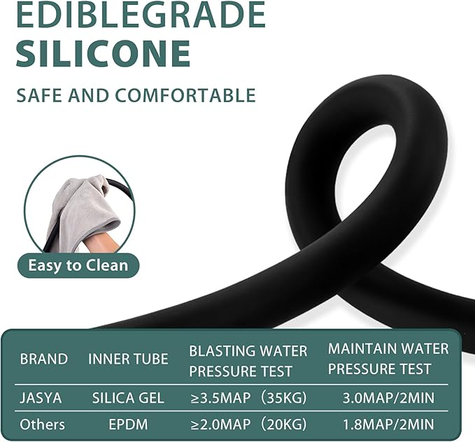 Silicone Shower Hose Extra Long,Explosion Proof Anti Winding Showerhead Hose,Used In Showerheads Spray Bidet Bathing Toilet Cleaning Flexible RV Shower Hoses Replacement (Black, 119 In)
