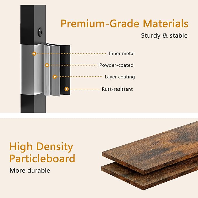 4-Tier Narrow Bathroom Table Ladder Shelf with Drawer, Bathroom Stand Floor Storage Shelf, Freestanding Tower Shelf Ladder -Rustic Brown.