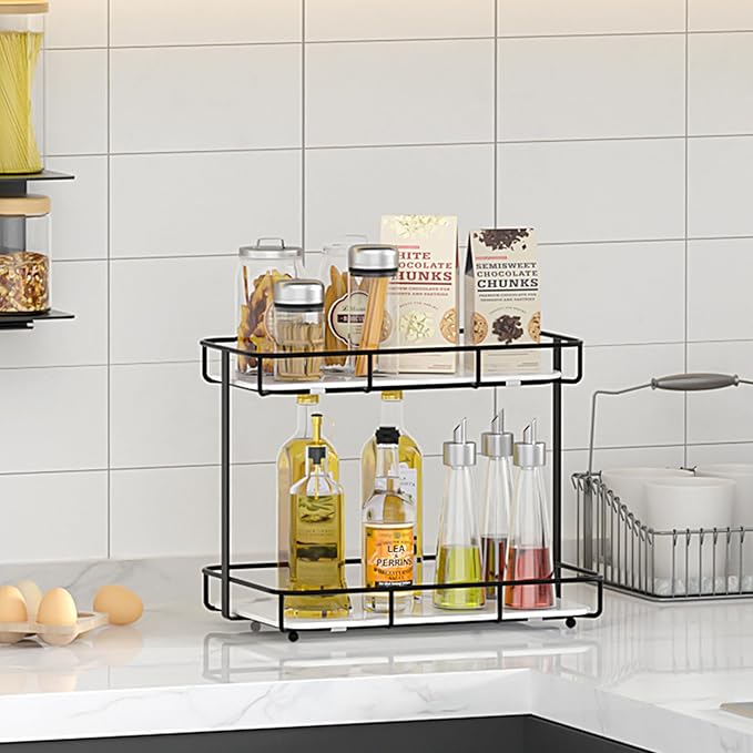 Bathroom Organizer Countertop Perfume Organizer Makeup Organizer Cosmetics Storage Display Rack Vanity Tray Dresser Stainless Steel Gold Shelf White Marble Ceramic Tray