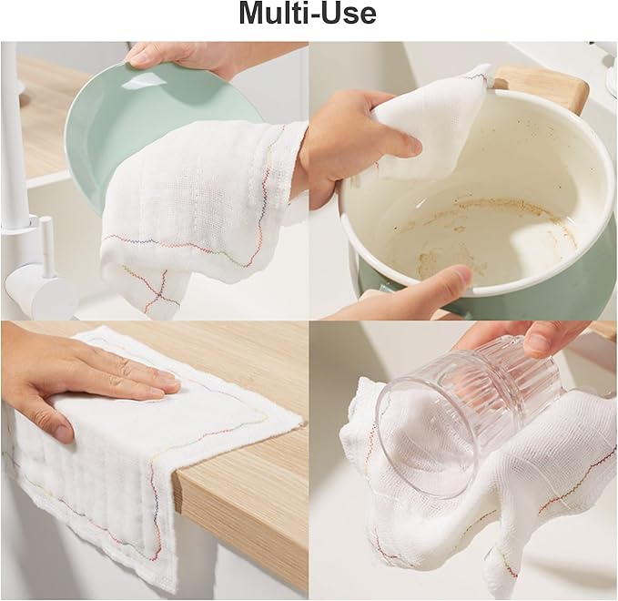 JOYMOOP Cleaning Cloths, Reusable Multi-Purpose Cleaning Rags, Highly Absorbent Kitchen Dish Towels, Quick Drying, Counters & Washing Dishes,11" x11" - 2pcs