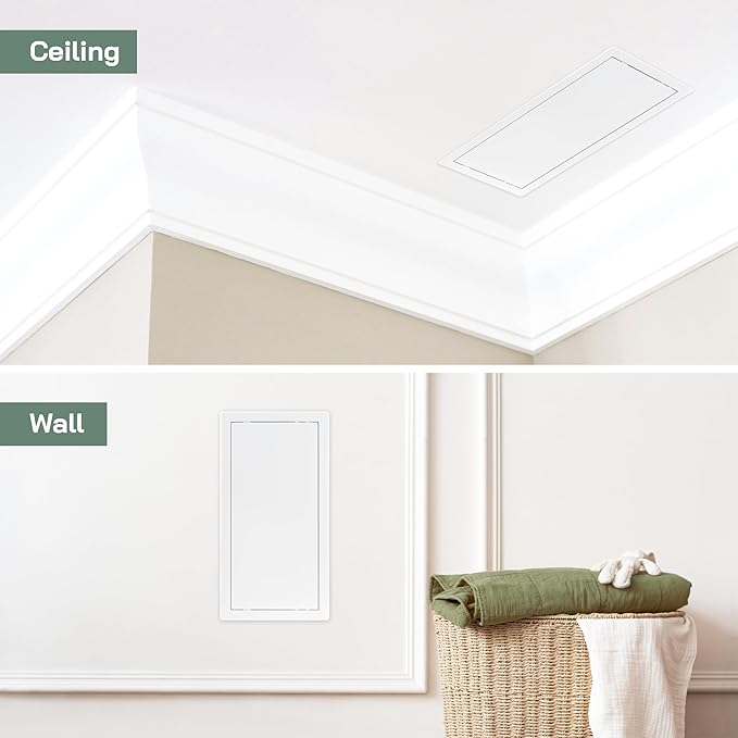 Vent Systems White ABS Plastic Access Panel 8 x 16 Inch (Opening) - Access Door for Drywall, Wall, Ceiling - Electrical, Plumbing Service Wall Hole Cover - Inspection Door - 8.6 x 16.5 Inch (Outer)