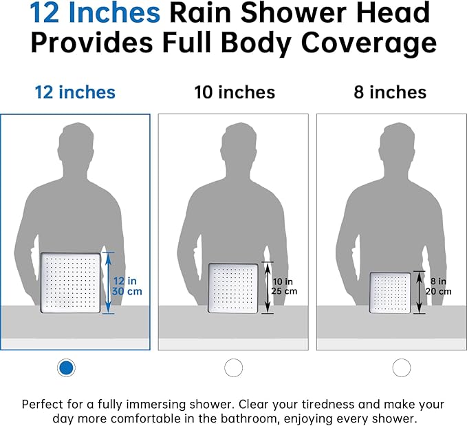 G-Promise All Metal 12 Inches Rain Shower Head with Handheld Built-in Power Wash Mode, 3-way Diverter with Pause Setting, 11 Inches Adjustable Extension Arm with Lock Joint, Long Hose (Chrome)