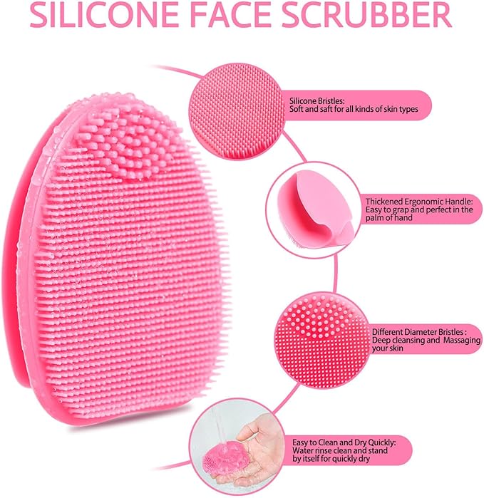 Silicone Face Scrubber,2 Pack Face Scrubber for Women Men, Facial Cleansing Brush Face Exfoliator Scrubber Brushes for Facial Cleansing Exfoliating Blackhead Remover Acne Pore Face Massaging