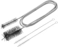HARFINGTON 3pcs Flexible Long Drain Brush Straw Cleaner Set 61.02" Stainless Steel Double Ended Hose Brush with 8" Nylon Long Tube Pipe Cleaning for Fish Tank Sink Pipe, Black