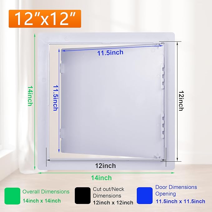 Suteck Plastic Access Panel for Drywall Ceiling 12 x 12 Inch Reinforced Plumbing Wall Access Doors Removable Hinged White