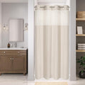 Stall No Hooks Needed Linen Textured Shower Curtain with Snap-in Fabric Liner Set,Hotel Luxury Decor Shower Curtains for Bathroom,Waterproof & Washable,60Wx74H,Cream