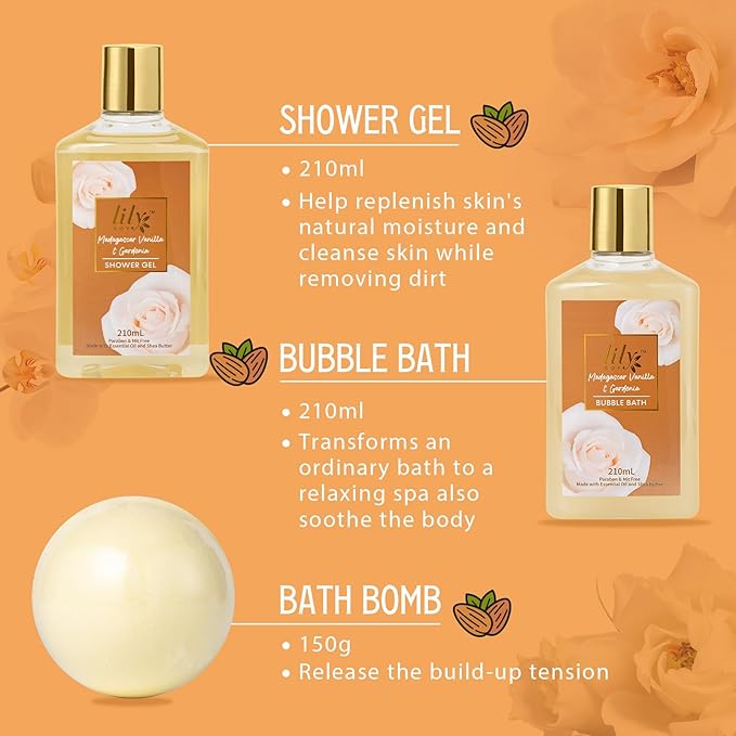 Christmas Gifts for Women - 17Pcs Vanilla Bath and Body Gift Basket Set for Women Spa Gift Baskets Spa Kit | Perfect Gifts for Valentines, Mothers Day, Birthday Gifts, Self Skin Care Gift Sets for Her