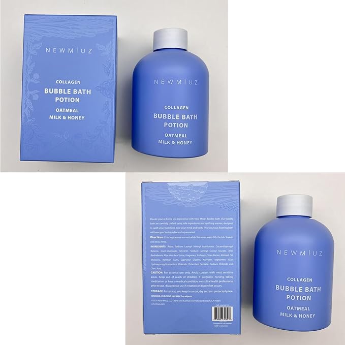 Collagen Luxury Bubble Bath Long Lasting Foam with Oatmeal Milk Honey Moisturizing Relaxing Stress Relief Calming Self Care Spa Gift for Women and Men