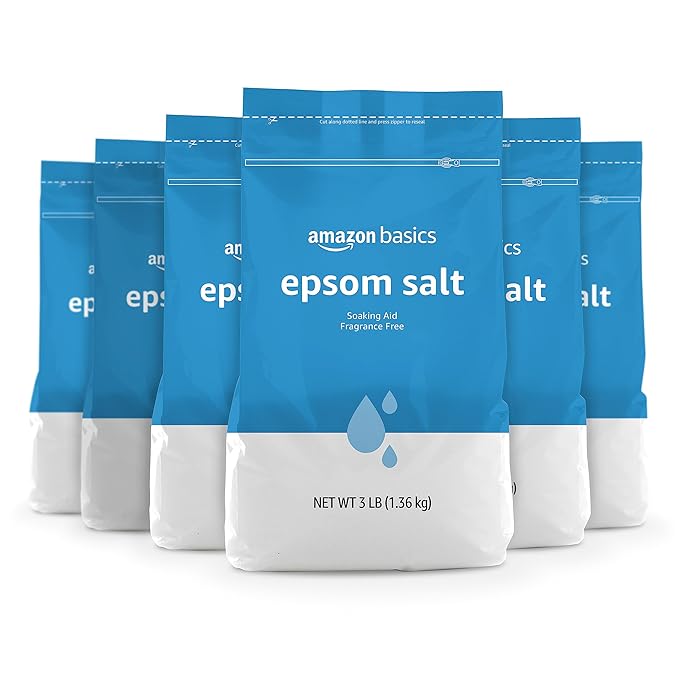Amazon Basics Epsom Salt Soak, Magnesium Sulfate USP, 3 Pound, 6-Pack