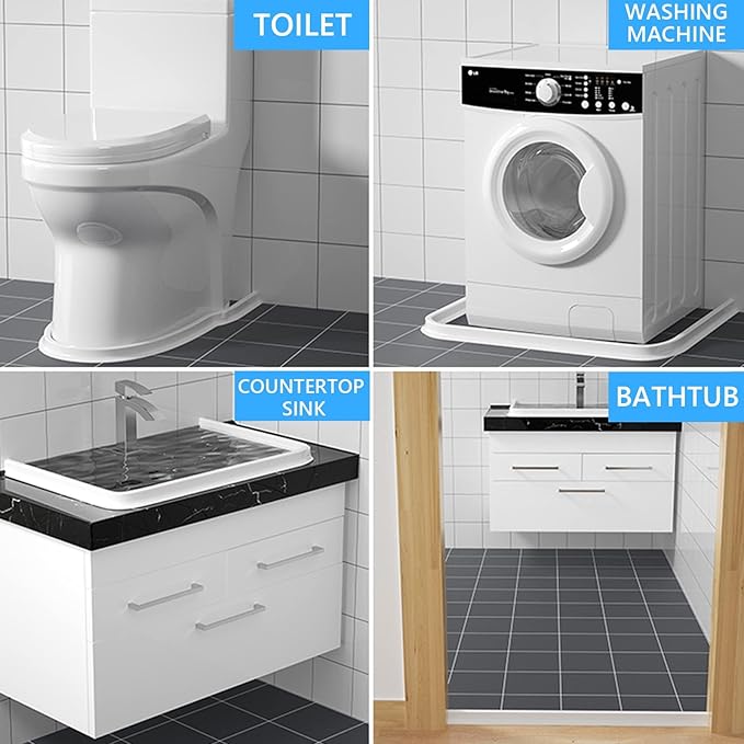 Duzzy 39 Inch Collapsible Shower Water Dam, Shower Threshold Water Stopper Barrier and Retention System and Keeps Water Inside Threshold Dry and Wet Separation, Suitable for Bathroom & Kitchen
