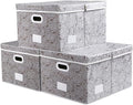PRANDOM Jumbo Collapsible Storage Boxes with Lids Fabric Decorative Storage Bins Cubes Organizer Baskets with Cover Handles Divider for Bedroom Closet Living Room 23.2x15.7x11.6 Inch 3 Pack