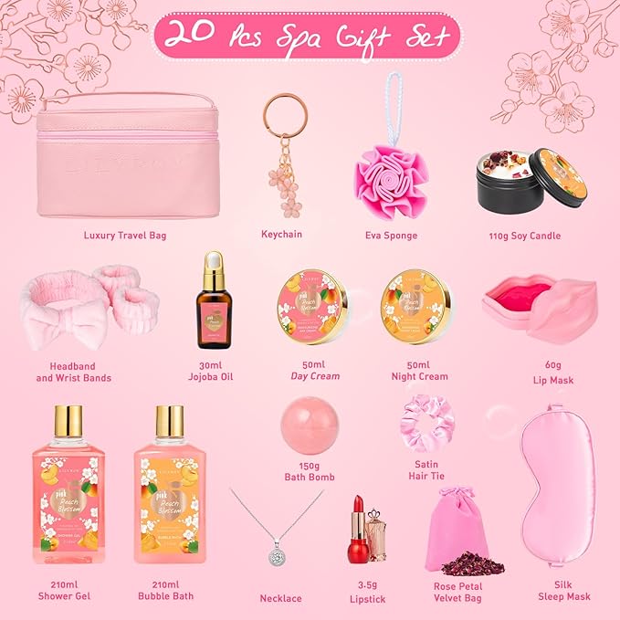 Christmas Gifts for Women Gift -20-Piece Luxury Bath and Body Gift Bath Gift Set for Women, Spa Gift Sets | Perfect for Mothers Day, Birthday Gifts, Anniversary, Holiday Gift for Her, Gifts for Mom