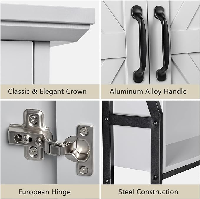 Over The Toilet Storage Cabinet, Over Toilet Bathroom Organizer with Barn Doors Above Toilet Storage Cabinet Spacesaver Rack Behind Toilet Bathroom Organizer (Gray)