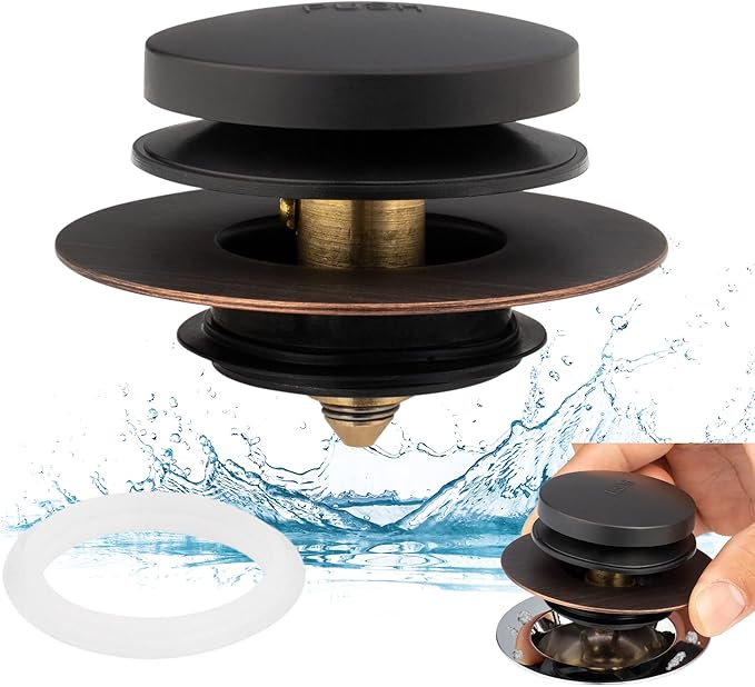 Artiwell Universal Tip Toe Bath Drain Stopper and Cover, Bathtub Drain Stopper, Replaces Lift and Turn, Tip-Toe and Trip Lever drains for Tub, EZ Installation and Clearing (Oil Rubbed Bronze)