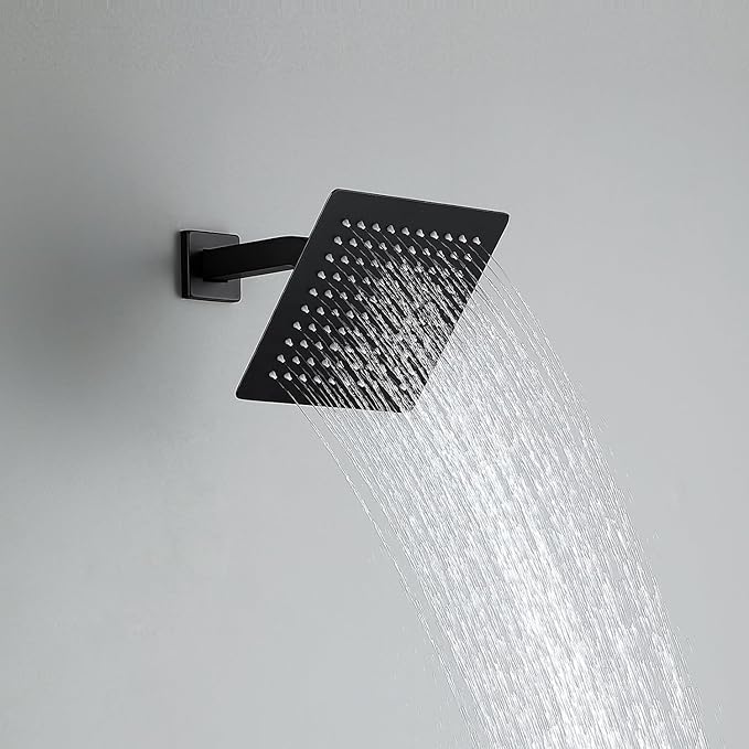 JOYWELL Bathtub Shower System Matte Black with 8 Inch Shower Head and Handheld Shower Tub Faucet Combo