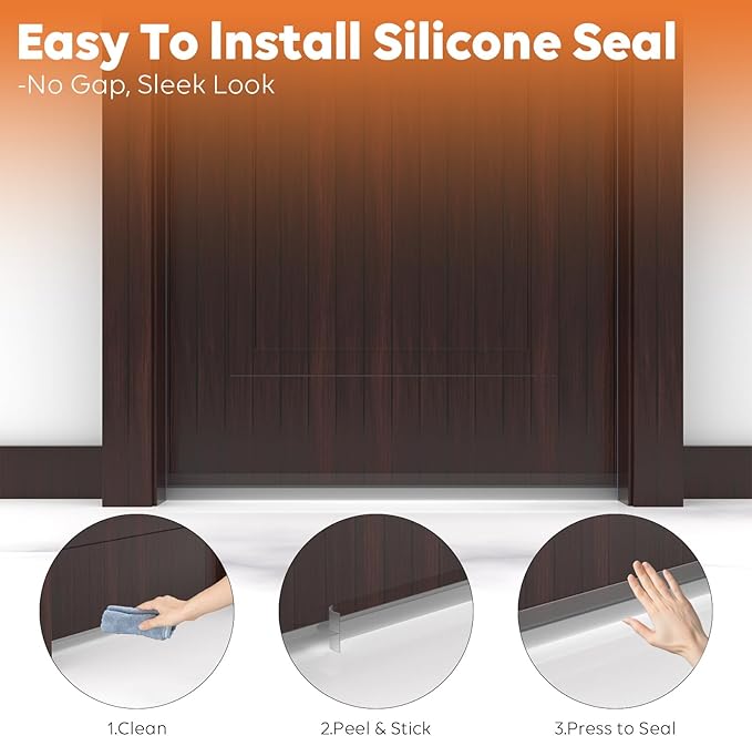 T-Shaped Silicone Door Weather Stripping for Side, 1.97 in x 40 Ft Door Draft Stopper Shower Seal Strip for Door Frame & Windows and Shower Sweep Gaps(Clear)