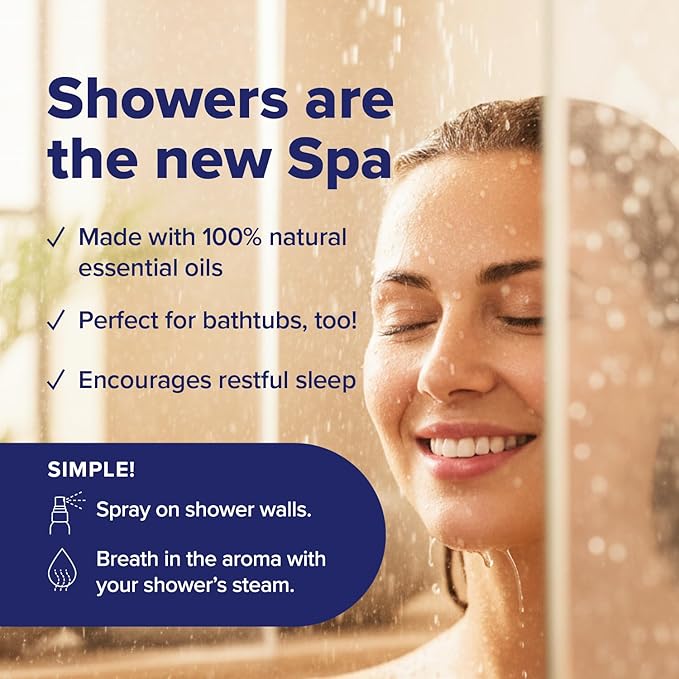 MOXE Shower Mist, Spa Steam Spray, Certified Natural Essential Oils, Aromatherapy, Calming Relief (Lavander and Eucalyptus, 4 Fl Oz (Pack of 2))
