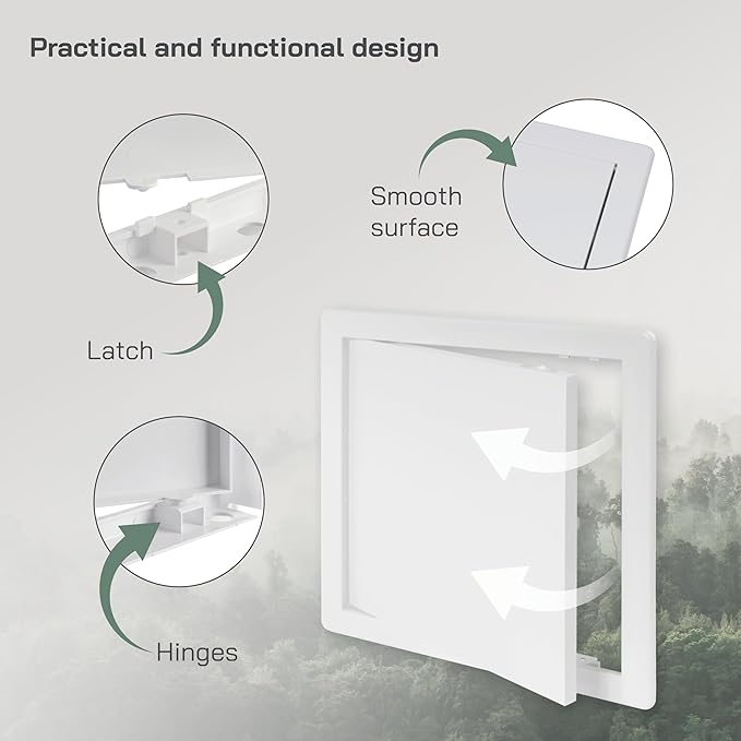 Vent Systems White ABS Plastic Access Panel 10 x 10 Inch (Opening) - Access Door for Drywall, Wall, Ceiling - Electrical, Plumbing Service Wall Hole Cover - Inspection Door - 11 x 11 Inch (Outer)