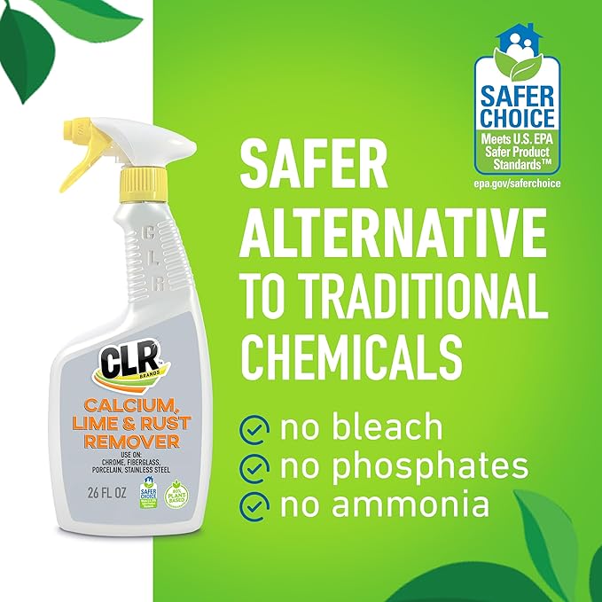 CLR Brands Calcium, Lime & Rust Remover, 26 oz. Spray Bottle, 2 Pack, Blasts Calcium, Dissolves Lime Deposits, Zaps Stubborn Rust Stains and Hard Water Deposits