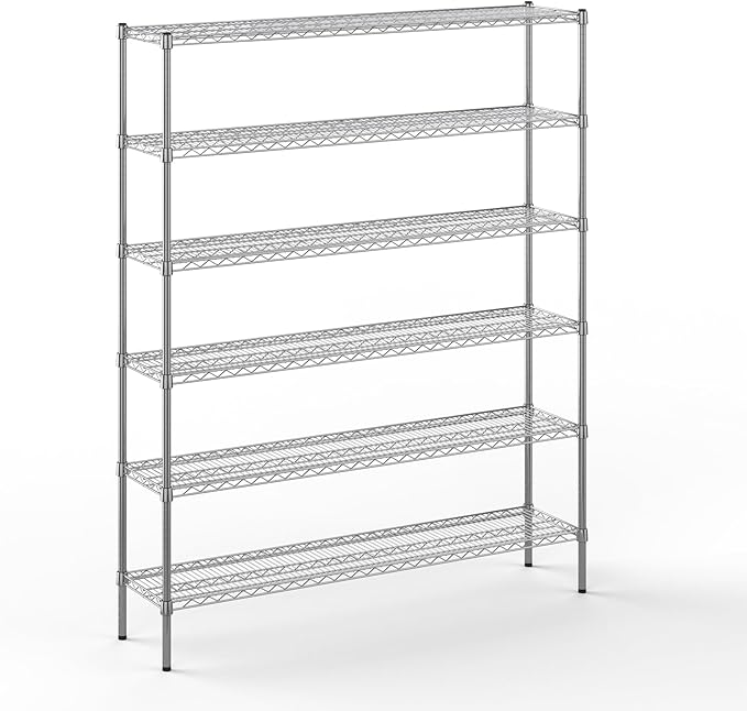 14" Deep x 60" Wide x 74" Height Wire Shelving Kit | 6-Tier | NSF Commercial Storage Rack Unit