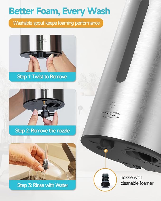 AIKE Wall Mount Automatic Foam Soap Dispenser 25 OZ Commercial Large Capacity Stainless Steel Model AK1205FA(Brushed)