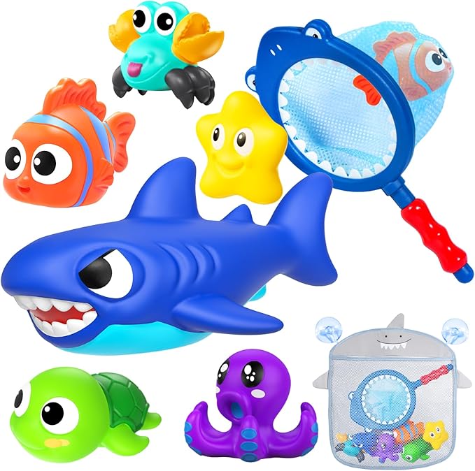 No Hole Mold Free Baby Bath Toys for Kids Ages 1-3,Water Toys for Babies and Toddlers,Ocean Animal Bath Toys for Bathtub,Shower,Beach, Pool,Water Table,Boys Girls Gifts with Storage Bag
