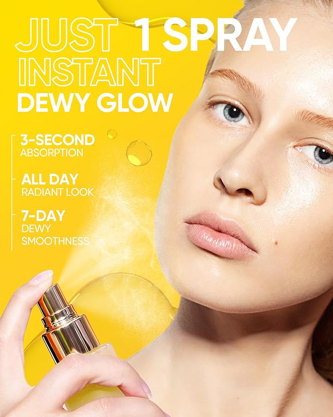 SKINTIFIC Radiance Booster Serum Spray, Hydrating Face Mist with Bifida Ferment & Squalane, Instant Dewy Glow, Soothes Skin, Vegan Skin Care, All In One Mist 3.3 fl oz