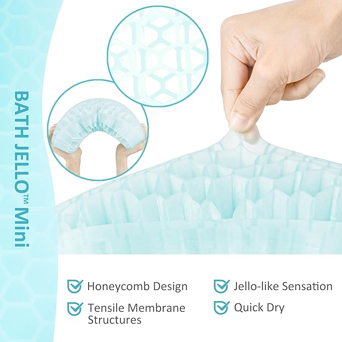 Sunlit Bath Jello Mini Gel Bath Pillows, Lumbar Pillow for Bathtub, Back Support Pillow, Gel Pillow with Non-Slip Suction Cups for Lumbar, Back Rest Support, Ice Blue