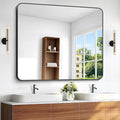 BONEWEI Black Bathroom Mirror,40x48 inch Wall Mirror for Bathroom Wall Mounted,Rectangle Mirror for Bathroom Over Sink,Modern Frame Round Corner for Living Room,Bedroom Entryway,Horizontal/Vertical