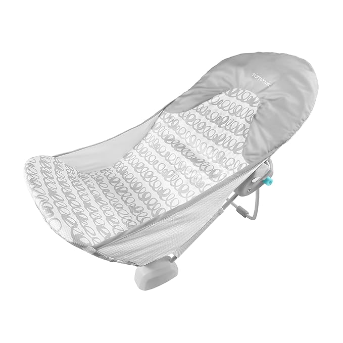 Ingenuity Foldaway 2-Position Baby Bath Seat, Adjustable Support for Sink or Bathtub, Ages 0-6 Months up to 20 Pounds, Machine-Washable Sling