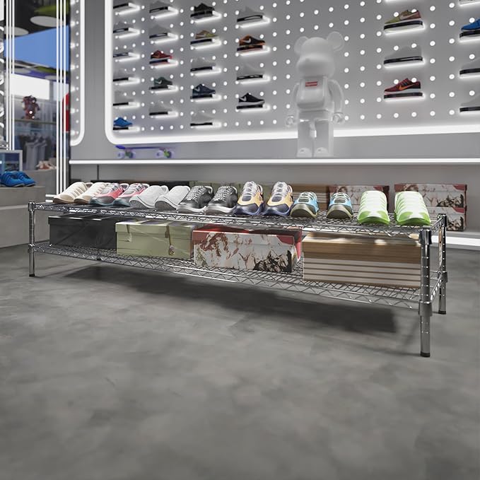 18" Deep x 72" Wide x 14" Height Wire Shelving Kit | 2-Tier | NSF Commercial Storage Rack Unit