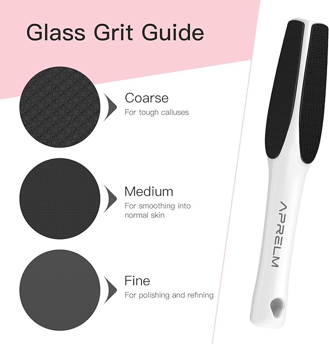 3-Sided Glass Foot Callus Remover, Professional 3-in-1(Coarse, Medium, Fine) Foot File, Pedicure Tools for Feet Hard Skin Smooth Polishing (White)