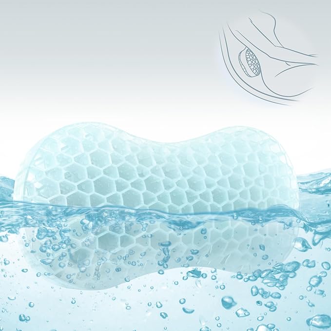 Sunlit Bath Jello Mini Gel Bath Pillows, Lumbar Pillow for Bathtub, Back Support Pillow, Gel Pillow with Non-Slip Suction Cups for Lumbar, Back Rest Support, Ice Blue