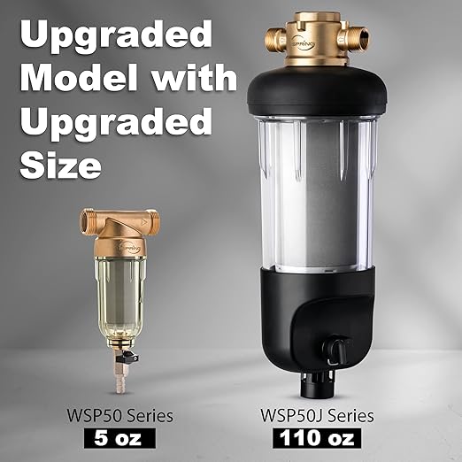 iSpring Whole House Water Filter System w/Jumbo-Sized Spin Down Sediment Filter, Polyphosphate Anti-Scale, GAC+KDF, and Carbon Block Water Filters, Water Descaler and Filter, Model: WGB32B-KDS+WSP50J