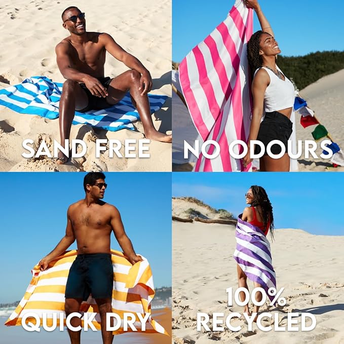 Dock & Bay Quick Drying Towel - for Sports & Gym - Compact, Lightweight - 100% Recycled - Includes Bag - Cabana - Set of 6, Large (160x90cm, 63x35)