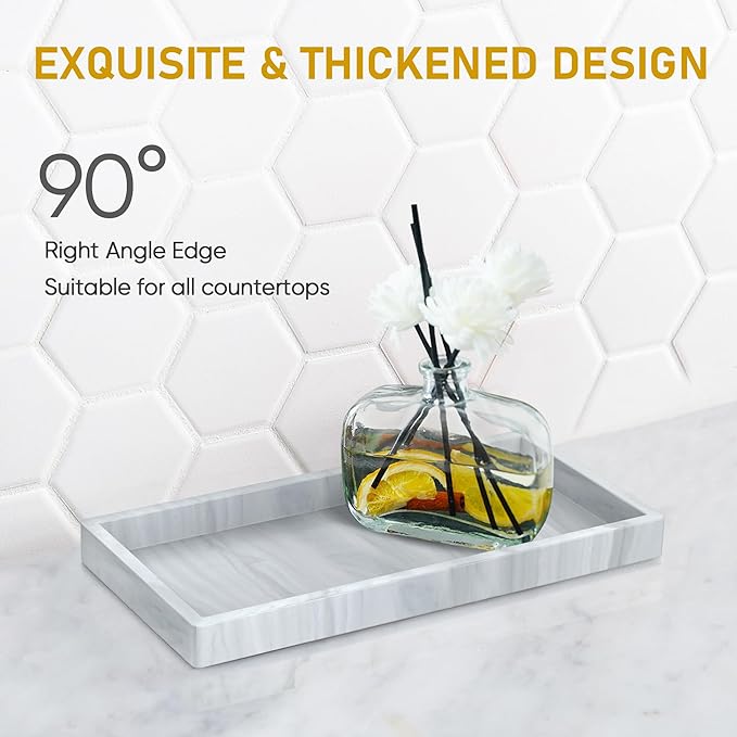 Silicone Bathroom Tray,Shatterproof Silicone Tray for Bathroom Counter,Small Vanity Tray for Bathroom Soap Dispenser Tray Toilet Tank-7.8 * 3.9in
