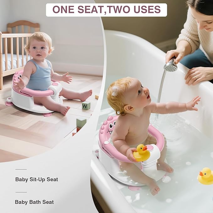 Baby Bath Seat for Babies 5 Months & Up - Non-Slip Bath Seat for Sitting Up, Soft Cushion & Compact Design, Toddler Bathtub Seat